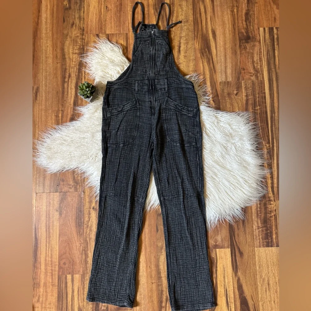Pilcro Anthropologie Gauze Painters Overalls Gray - Picture 2 of 8